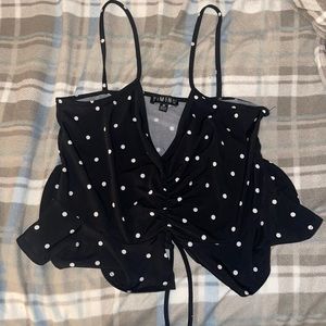 Black with white polka dots crop top
